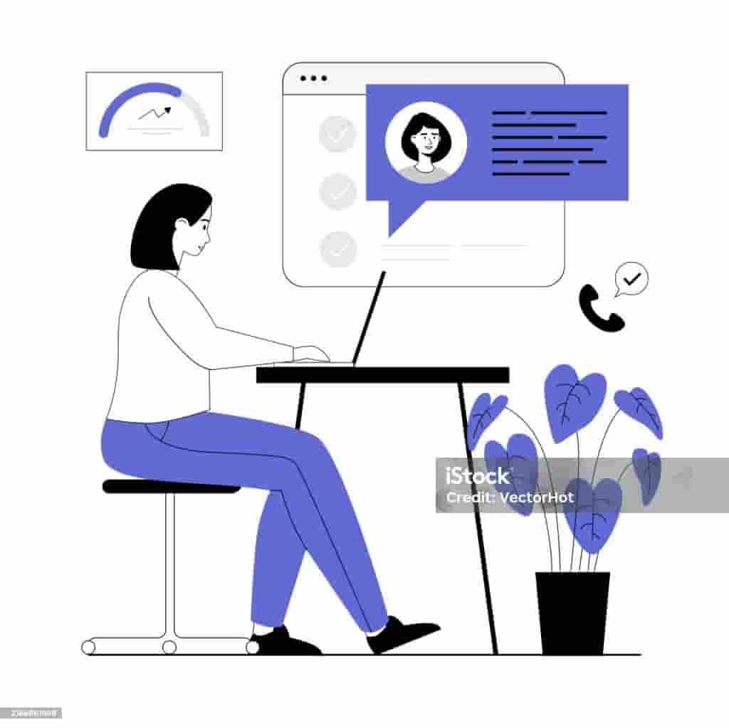 a lady with a computer